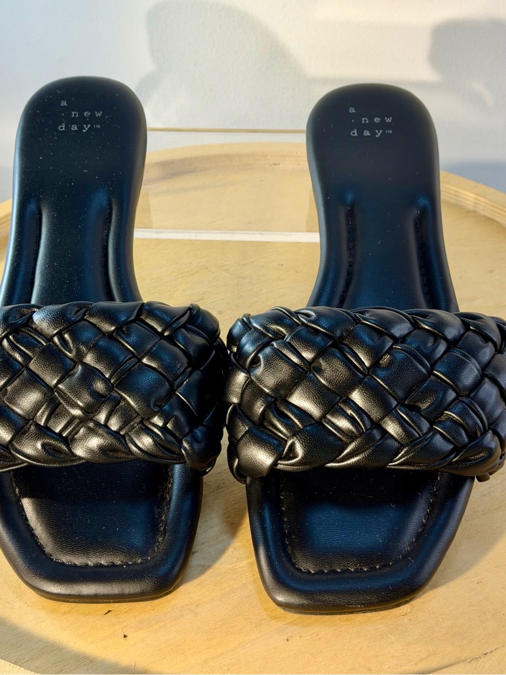a new day Black Braided Slide Sandals